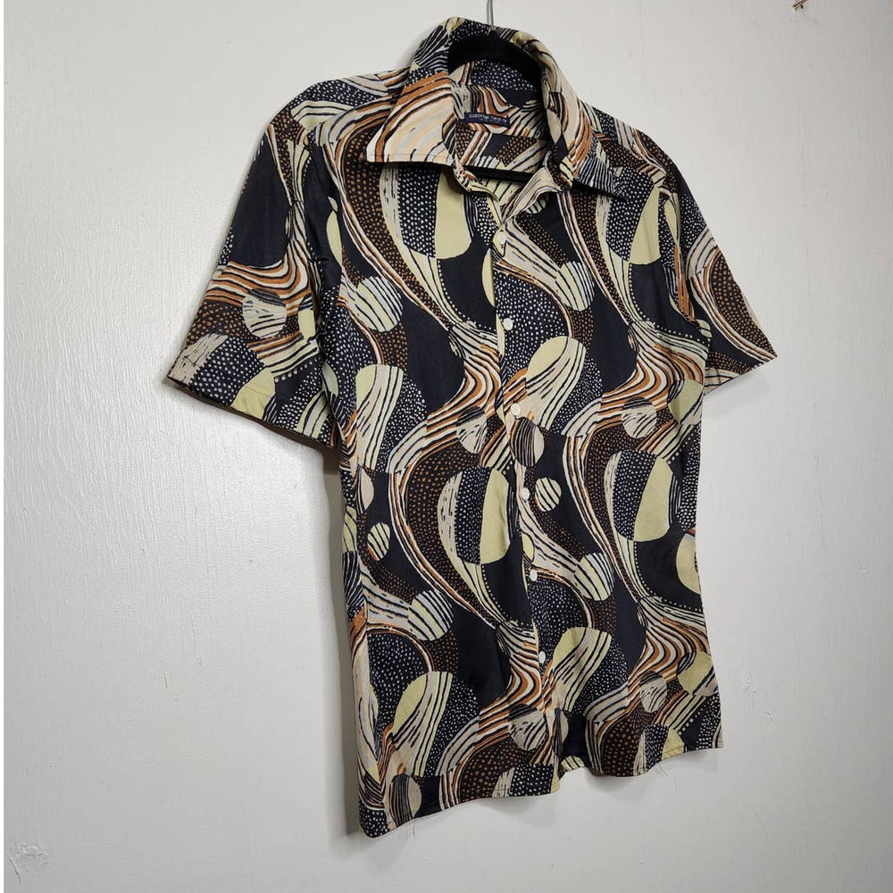 Vintage 70s Groovy Hippie Rockabilly Art Abstract All Over Rare Earth Button - Picture 4 of 7